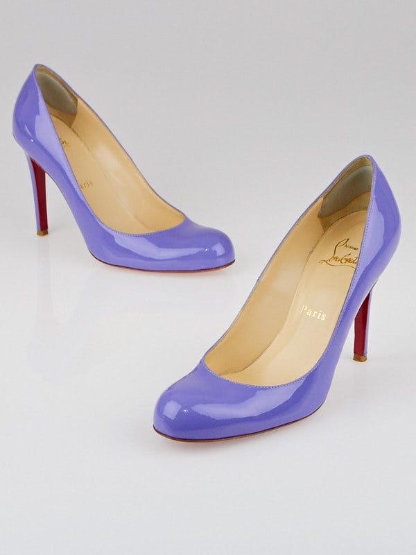 Lavender patent store leather pumps