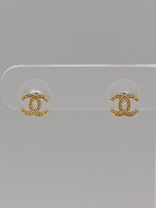 Chanel Goldtone Metal Mini CC Stud Earrings
