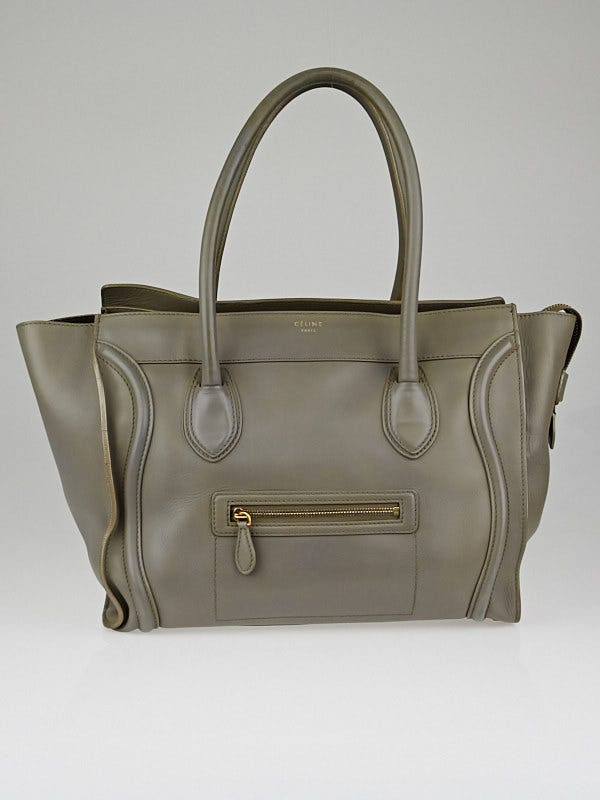 Celine Grey Smooth Leather Shoulder Luggage Tote Bag Yoogi s Closet