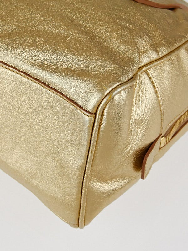 Yves Saint Laurent Gold Metallic Leather Y Mail Mini Bag