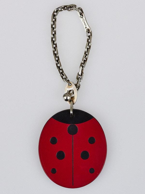 Hermes Red/Black Swift Leather Ladybug 'Lucky' Key Ring