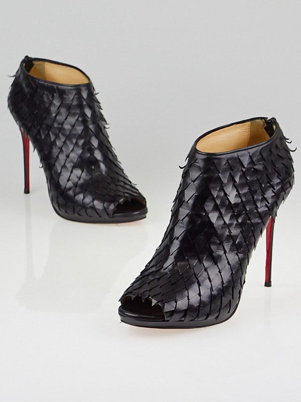 Christian Louboutin Black Leather Diplonana 120mm Open Toe Ankle ...