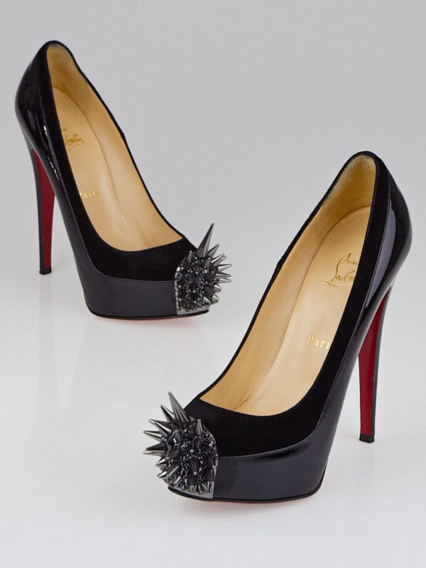 Christian Louboutin Black Patent Leather Asteroid 140 Pumps Size 7/37.5 