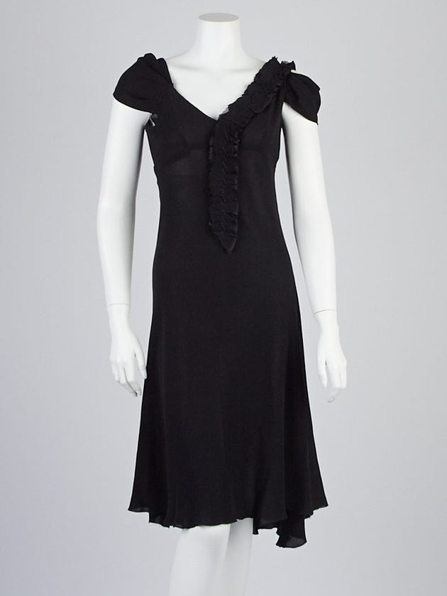 Prada Black Silk Cap-Sleeve Dress Size 6/40