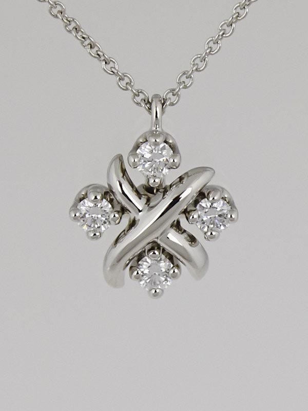 Tiffany & Co. Schlumberger Platinum and Diamond Lynn Pendant Necklace