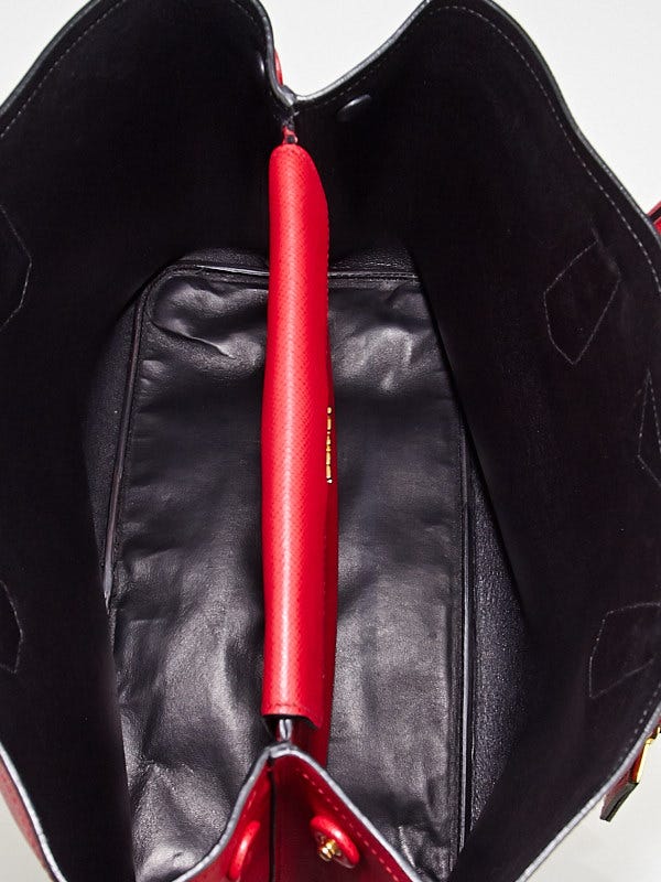 Prada Red Saffiano Leather Double Handle Tote Bag B2756T - Yoogi's