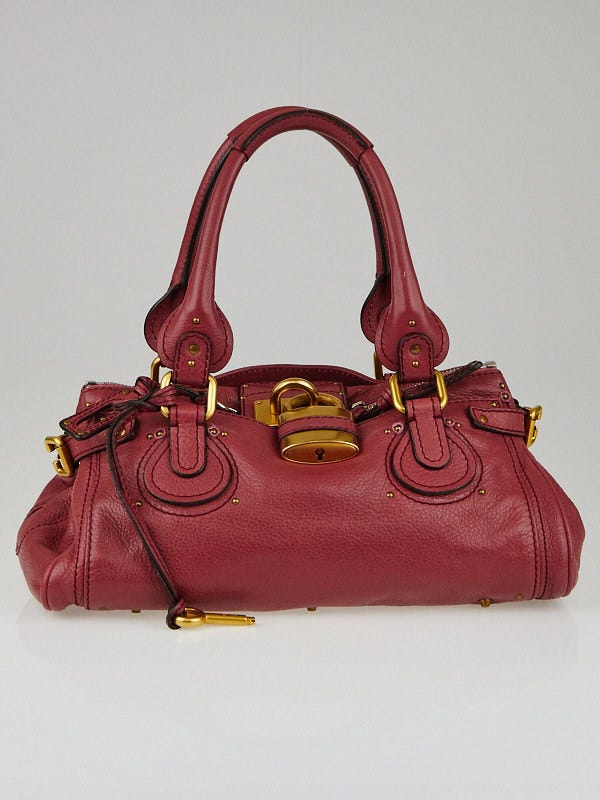 Chloe Pink Berry Leather Paddington Medium Satchel Bag