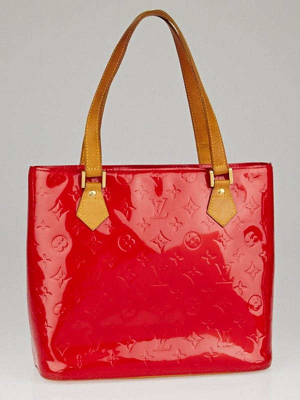Louis Vuitton Red Monogram Vernis Houston Tote Bag - Yoogi's Closet
