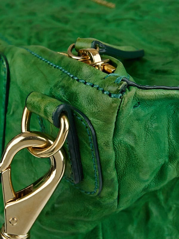 ▪️40s PANDORA パンドラ ビンテージ セーター トナカイ長リブ  緑 Givenchy Vert Emeraude Wrinkled Sheep Leather Large Pandora Bag