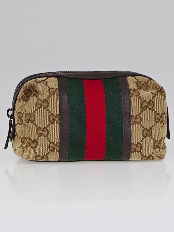 Gucci Beige/Ebony GG Canvas Vintage Web Cosmetic Bag