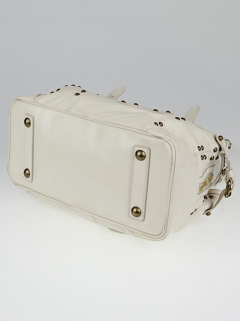 LOUIS VUITTON Ivory Cream Lambskin Inventeur Handbag Purse
