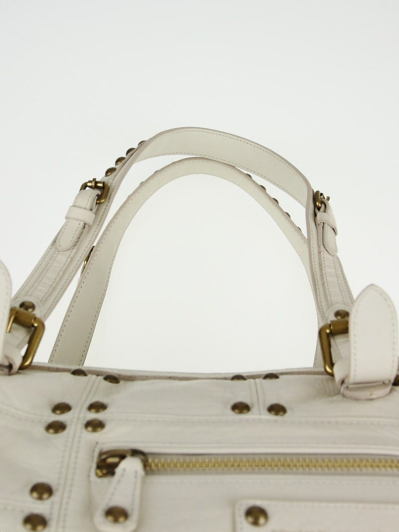 Limited Edition Louis Vuitton Lambskin Leather Riveting  Bag|White|Retail:$3,300