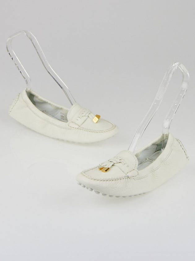 Louis Vuitton White Leather Lemon Moccassin Loafers Size 9/39.5