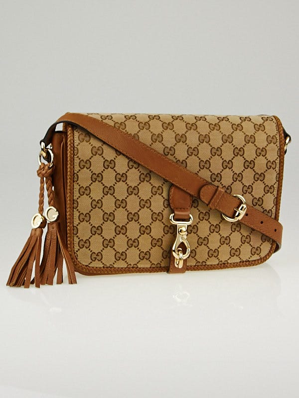 Gucci Beige/Brown GG Canvas Marrakech Medium Flap Messenger Bag