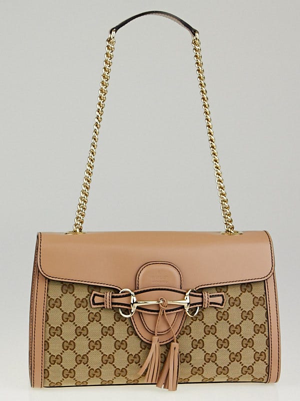 Gucci Beige/Pink GG Canvas Emily Original Chain Shoulder Bag