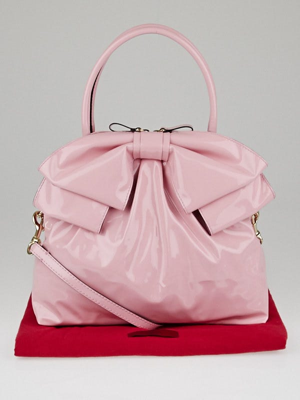 Afsky New Zealand Mig selv Valentino Garavani Pink Patent Coated Canvas Lucca Dome Bow Bag - Yoogi's  Closet