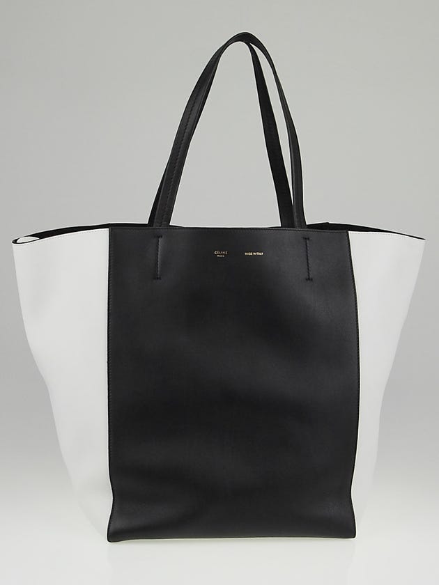 Celine Black/White Calfskin Leather Bi-Color Medium Cabas Phantom Tote Bag