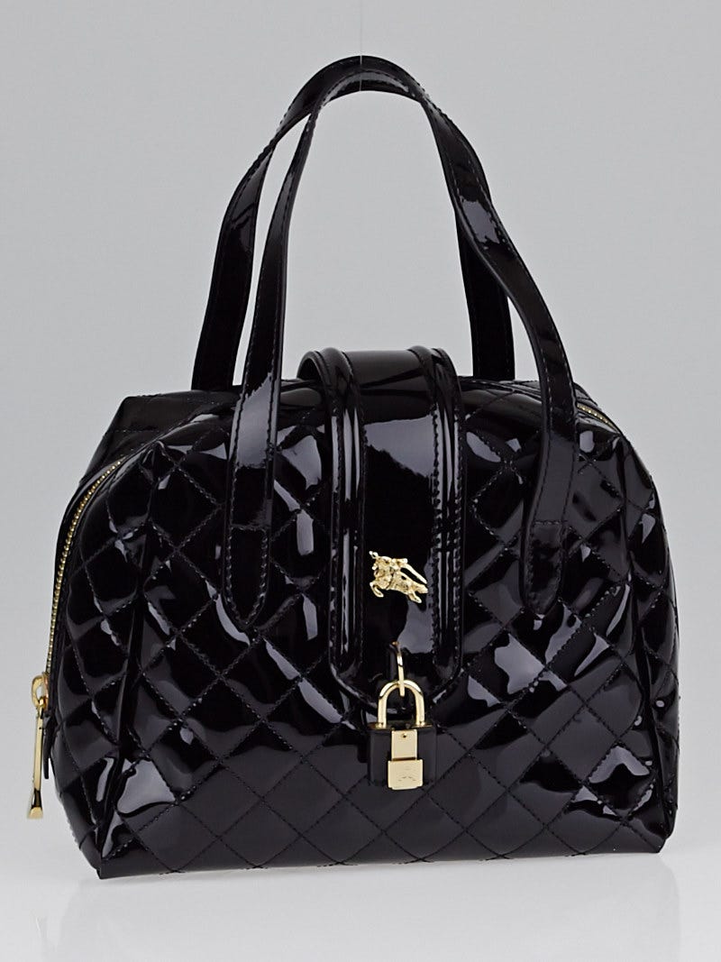 Burberry Black Quilted Patent Leather Baby Manor Bag | Yoogi's Closet