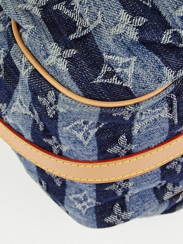 Louis Vuitton Limited Edition Blue Denim Monogram Denim Porte Epaule Raye MM  Bag - Yoogi's Closet