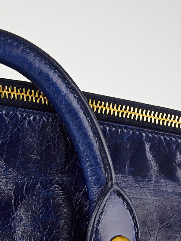 Miu Miu Blue Vitello Lux Leather Mini Bow Top Handle Bag - Yoogi's