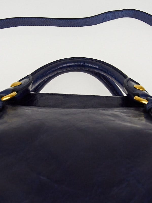 Miu Miu Blue Vitello Lux Leather Bow Top Handle Bag Miu Miu Blue Vitello Lux Leather Bow Top Handle Bag