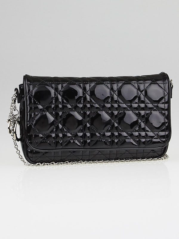Christian Dior Black Quilted Cannage Patent Leather Chain Pochette Clutch  Bag - Yoogi's Closet