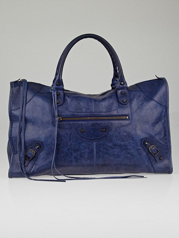 Balenciaga Bleu Roi Lambskin Leather Work Bag