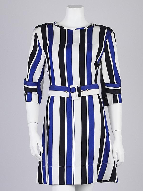 Marni Blue/White Stripe Cotton Belted Dress Size 6/40