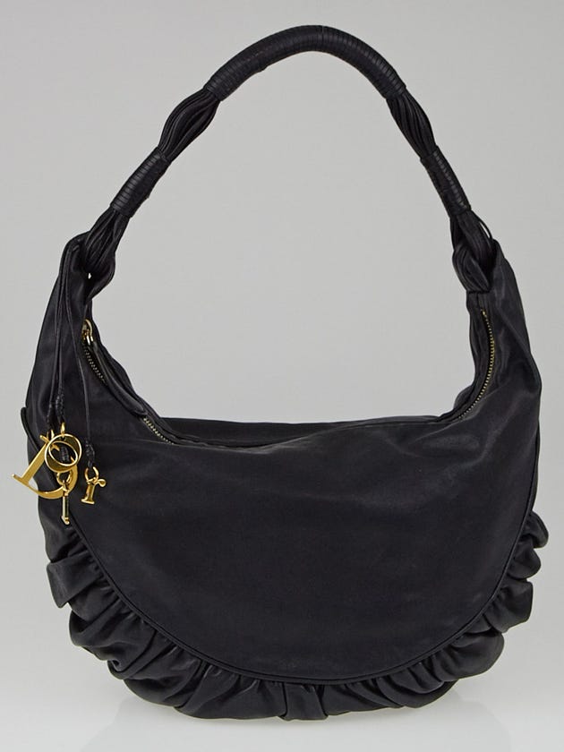 Christian Dior Black Calfskin Leather Gypsy Medium Hobo Bag