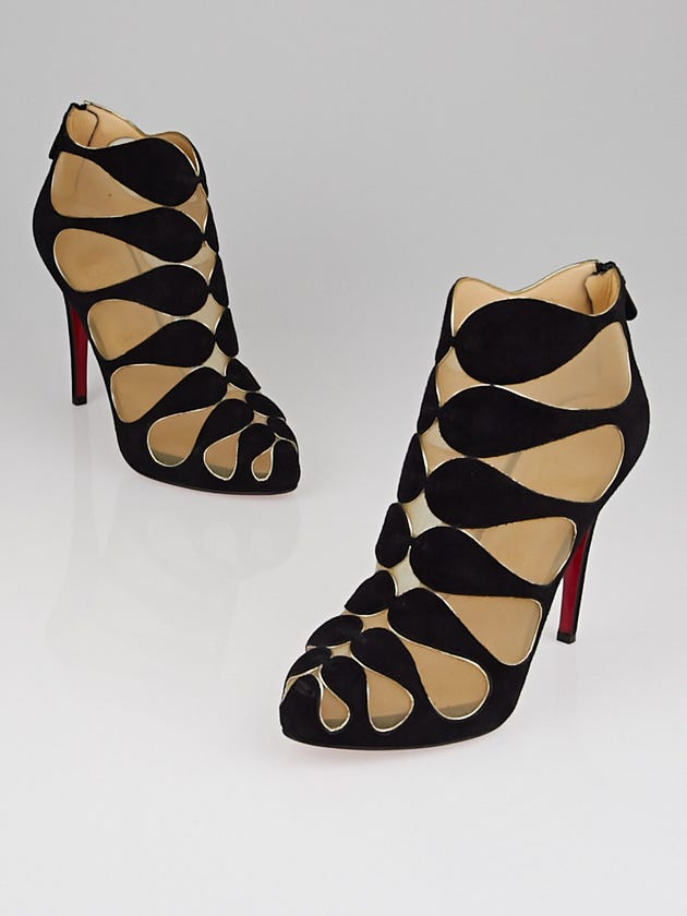 Christian Louboutin Black Suede Circus Cutout 120 Ankle Boots Size 10.5/41