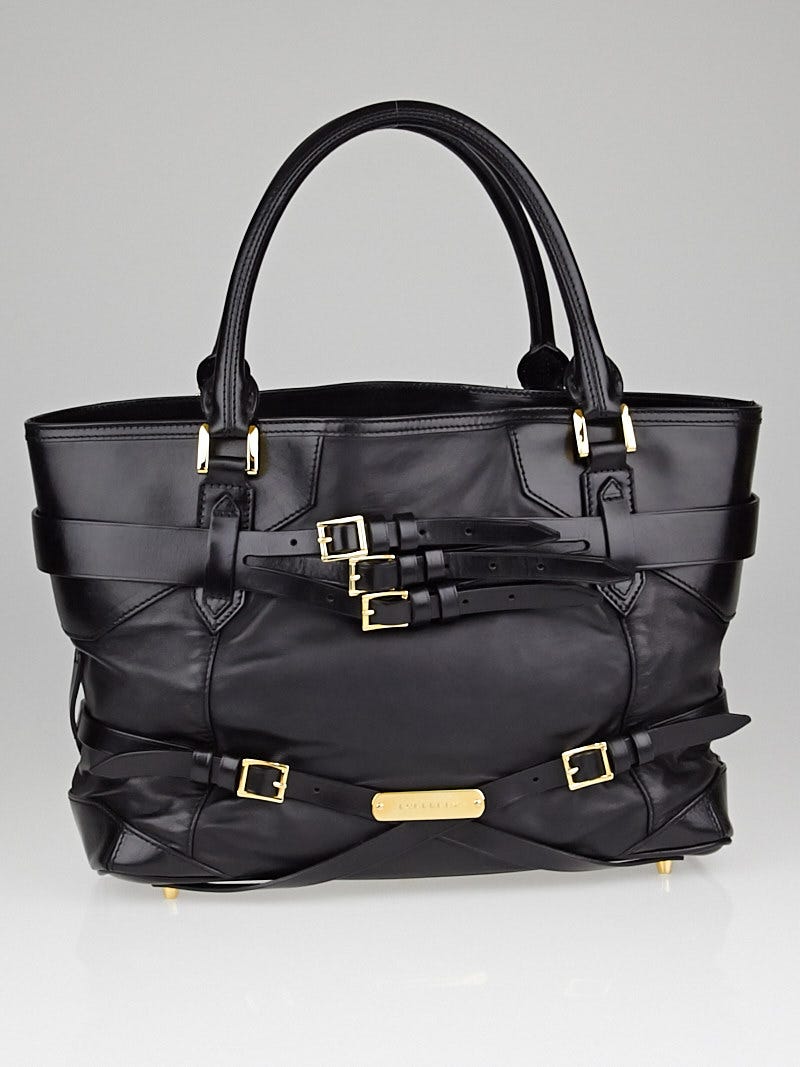 Burberry Black Soft Leather Landscape Bridle Medium Lynher