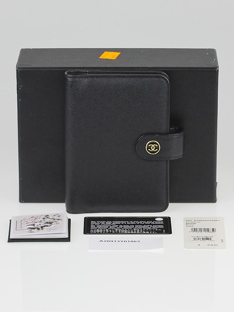 Chanel Black Leather Small Agenda/Notebook Cover | Yoogi's Closet