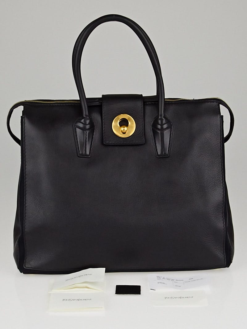 Yves Saint Laurent Black Leather/Canvas Muse Two Bag