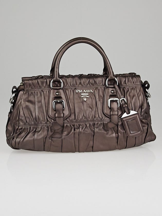 Prada Bronze Nappa Leather Gaufre Tote Bag 