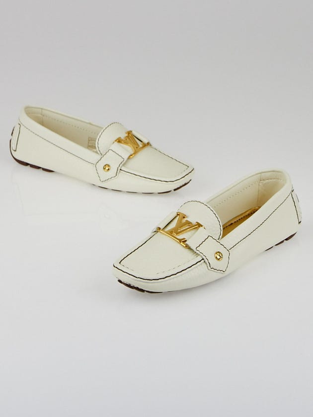 Louis Vuitton White Leather Monte Carlo Moccassin Loafers Size 4.5/35