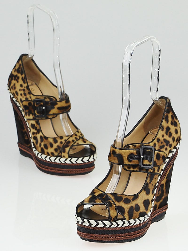 Christian louboutin best sale leopard wedges