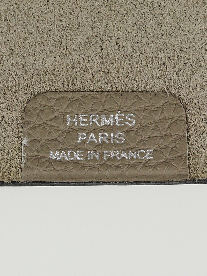 Hermes Gris Tourterelle Clemence Leather Ulysse PM Agenda Cover w
