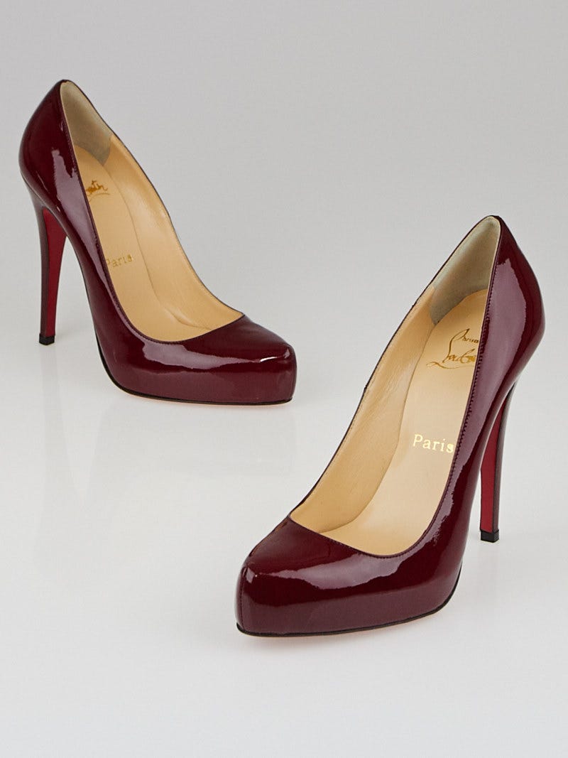 Christian Louboutin Bordeaux Patent Leather Rolando 120 Pumps Size 7.5 38 Yoogi s Closet