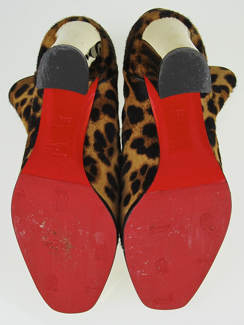 Christian Louboutin Leopard Print Pony Hair Luxor Chelita 85 Ankle