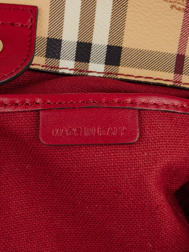 独特な BURBERRY LONDON◇ポーチ/HAYMARKET POUCH/牛革/RED○ LEATHER