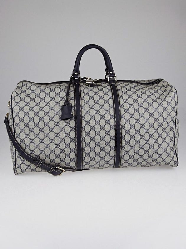 Gucci Beige/Blue GG Plus Coated Canvas Large Carry-On Duffle Bag