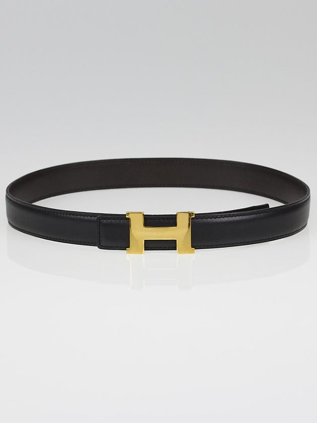 Hermes 24mm Black / Ebene Box Leather Gold Plated Constance H Belt Size 65