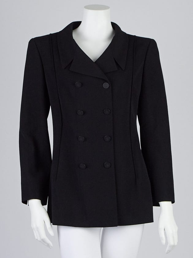 Chanel Black Wool Double Breasted Jacket Size 10/42