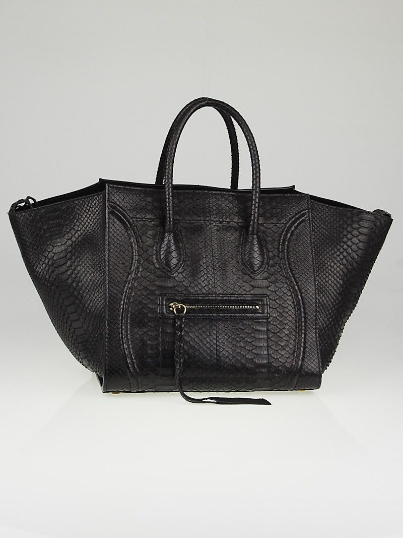 Celine Black Python Small Phantom Luggage Tote Bag | Yoogi's Closet