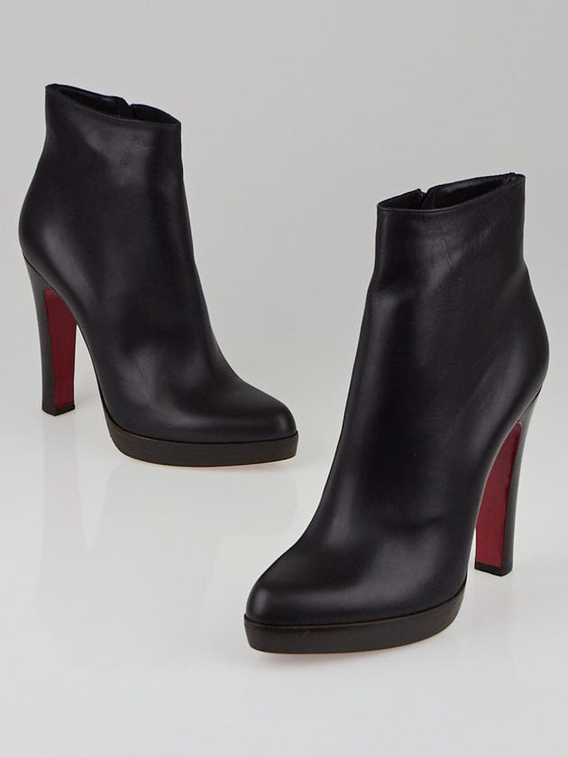 Christian Louboutin Black Leather Platform Ankle Boots Size 9.5/40