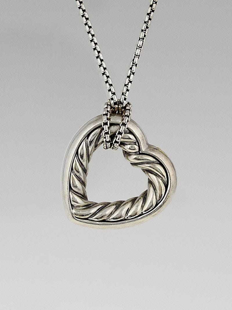 David Yurman Sterling Silver Large Heart Pendant Necklace