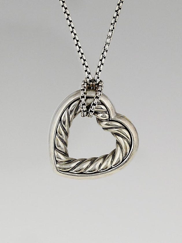 David Yurman Sterling Silver Large Heart Pendant Necklace