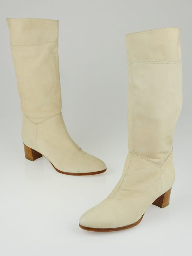 Christian Louboutin Beige Nubuck Knee High Boots Size 10/40.5