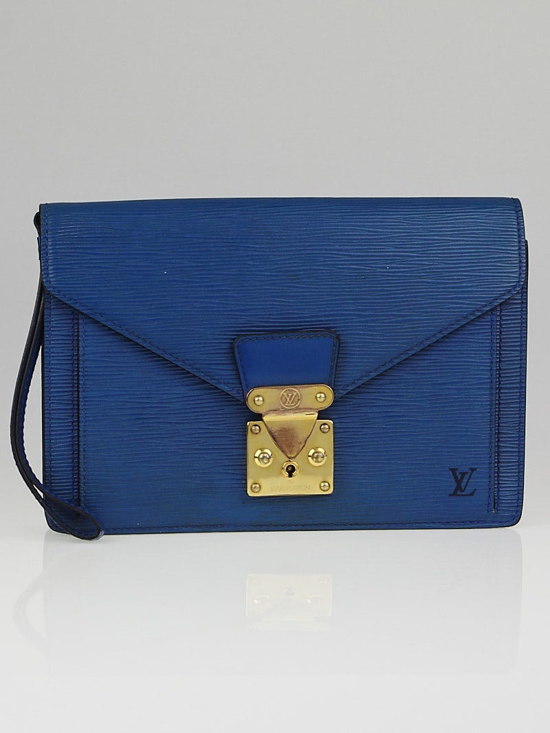 Louis Vuitton Toledo Blue Epi Leather Sellier Dragonne Clutch Bag
