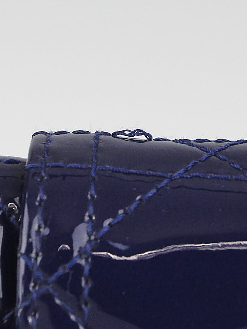 Christian Dior Navy Blue Cannage Quilted Patent Leather New Lock